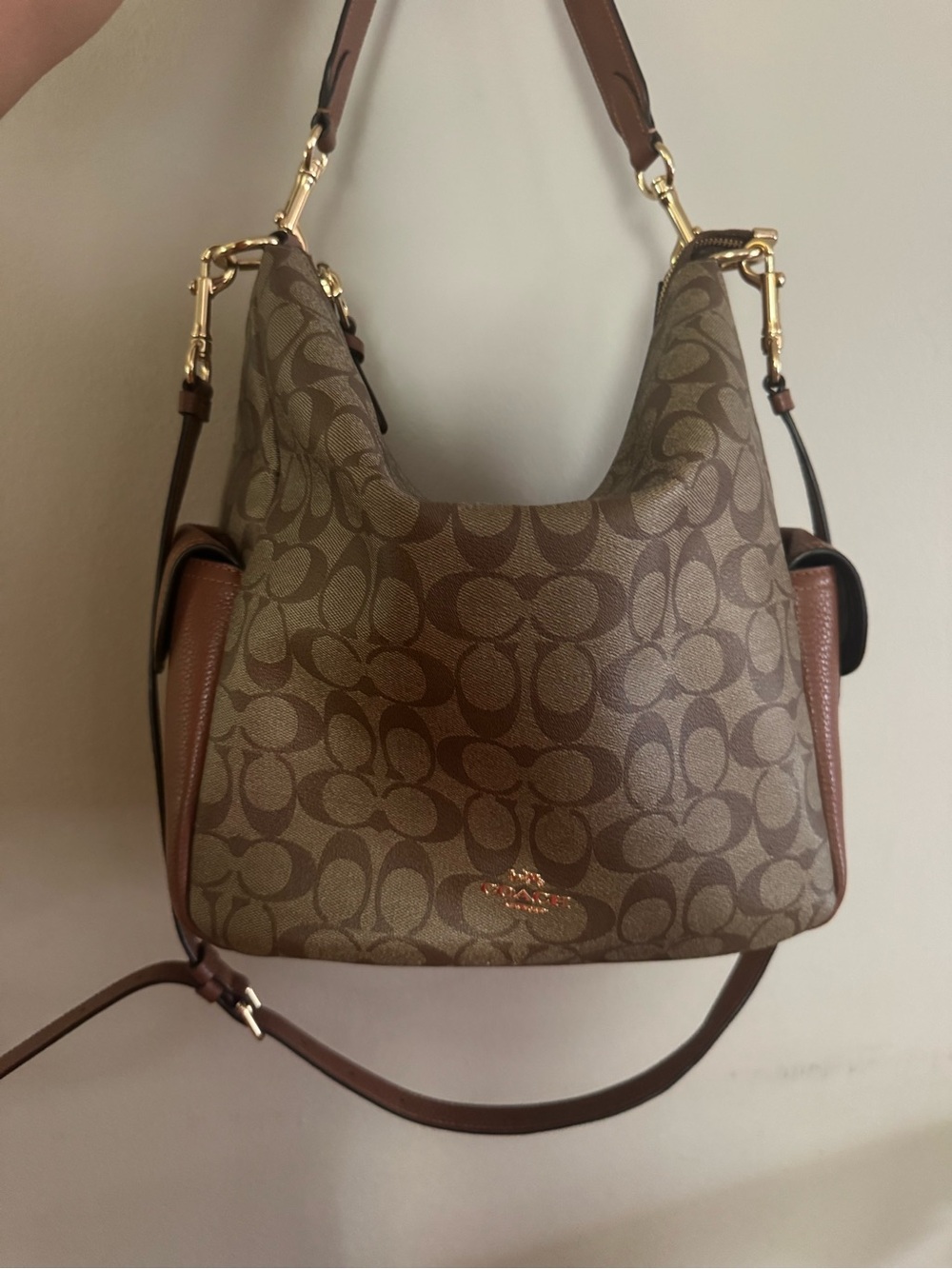 Coach Penny Signature Canvas Brown Hobo Bag